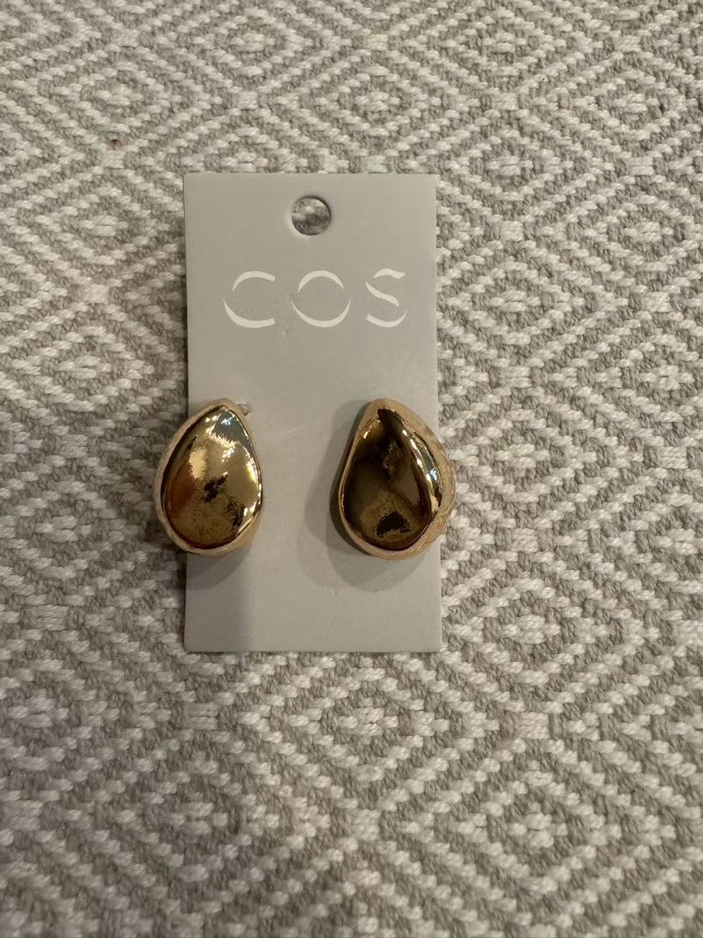 COS Shiny Gold Teardrop Clip-On Earrings